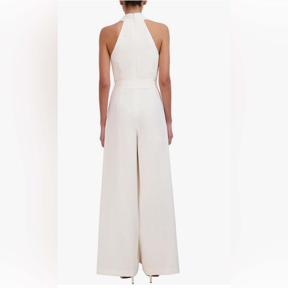 BCBGMAXAZRIA Gardenia Off white Sleeveless Halter Neck Wide Leg Jumpsuit NWT - Picture 3 of 4